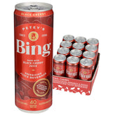 Bing Energizing Juice Original Cherry can on shelf showing real juice ingredients for a bright pick-me-up