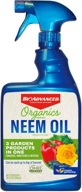 BioAdvanced Neem Oil 24oz bottle shown for ready-to-use plant protection.