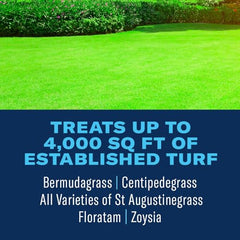 BioAdvanced southern lawn coverage up to 4000 sq ft supports lush, green grass.