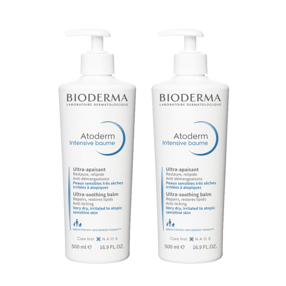 Bioderma Atoderm Intensive Balm Duo Pack tubs provide deep hydration and lasting comfort.