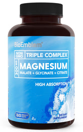 BioEmblem Triple Magnesium bottle with capsules for daily muscle and nerve support