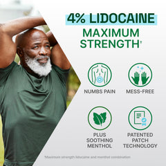 Biofreeze Ultraflex Plus patch on shoulder area provides long-lasting comfort.