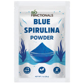 Biofunctionals blue spirulina powder bottle boosts color for smoothies