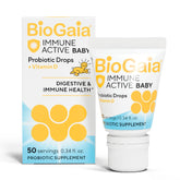 BioGaia Immune Active baby drops bottle supports gentle daily digestive comfort.