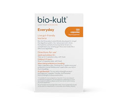 Bio-Kult Everyday pack shot showcases a shelf-friendly, room-temperature storage option.
