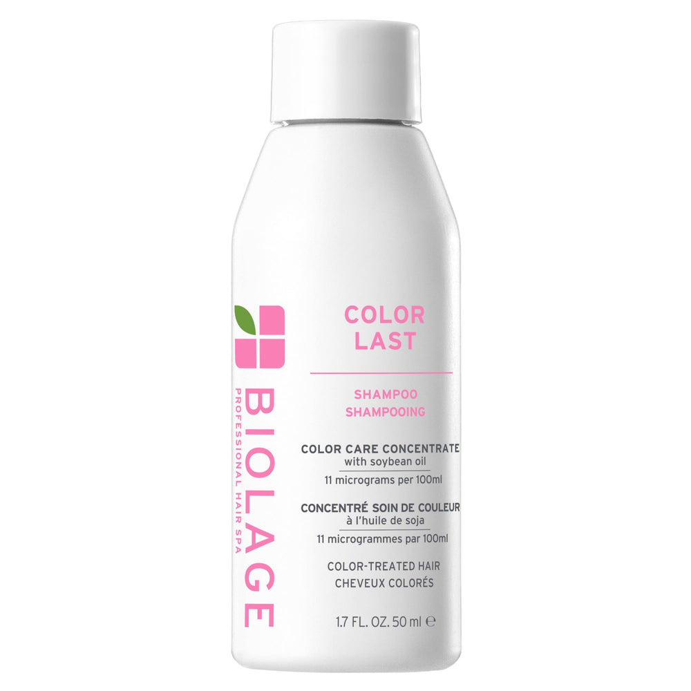 Biolage Color Last Shampoo bottle shows color-safe formula for lasting shine