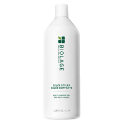 Biolage Styling Gelée bottle pour demonstrates medium hold for everyday styling.