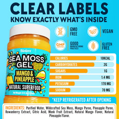 Biolore Sea Moss Gel Mango-Pineapple jar ready for jam-like spread.