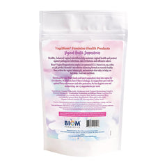 Biom Probiotics VagiBIOM packaging back highlighting vegan ingredients and paraben-free formula.