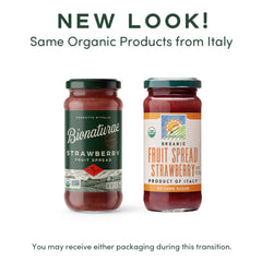 Bionaturae strawberry spread jar front with premium, small-batch packaging.