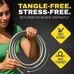 BIONIC STEEL metal hose outer layer resists punctures and wear.