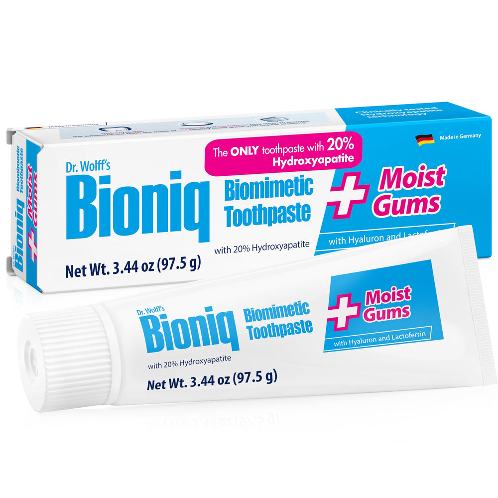 Bioniq Plus+ Gum Formula pack shot shows enamel-friendly daily care