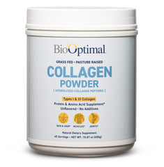 BioOptimal Collagen Peptides powder tub front for daily use