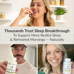 BIOptimizers Sleep Breakthrough label close-up highlights natural, melatonin-free formula