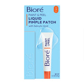 Biore Paint and Peel liquid patch applied discreetly on a blemish for targeted care.
