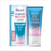 Biore UV Aqua Rich Glow Enhancing Moisturizer bottle with SPF 50 for daily use.