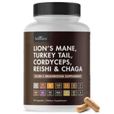 BioSchwartz 13-in-1 mushroom complex bottle on the counter supports daily focus