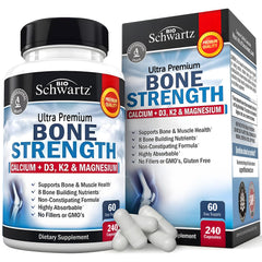 BioSchwartz Bone Strength bottle front showing the 9-in-1 formula for joint support