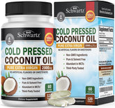 BioSchwartz coconut oil softgels bottle shows premium organic capsules for skin and nails.
