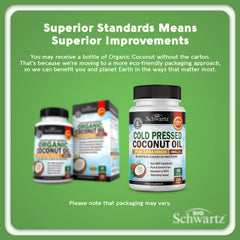 Closeup of BioSchwartz coconut oil softgels highlighting MCT-rich formula for energy and digestion.