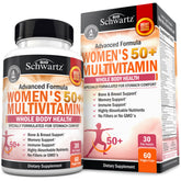 BioSchwartz daily multivitamin 50+ bottle promotes overall wellness for women