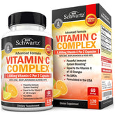 BioSchwartz Vitamin C Complex bottle front view highlighting 120 count for immune support
