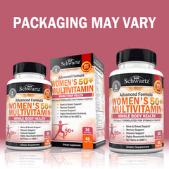 BioSchwartz women's 50+ capsules closeup highlights easy digestion support