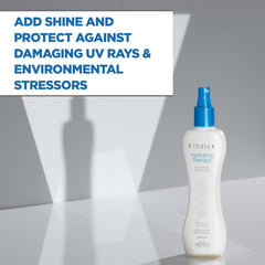 BioSilk Hydrating Therapy mist on hair showing frizz control