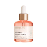 BIOSSANCE Squalane + Vitamin C Rose oil bottle delivers an instant radiance boost.