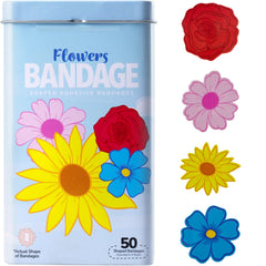 BioSwiss flower bandages 50-count protect minor wounds with gentle adhesion.