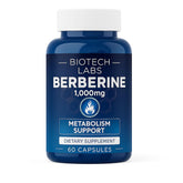 Biotech Labs Berberine 1000mg capsules front view for daily wellness.
