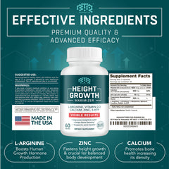 Biotequelab height growth capsules ready for daily intake to support growth potential.