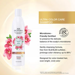 Biotera Ultra Color Care Shampoo bottle-back highlighting sulfate-free formula and ingredients.