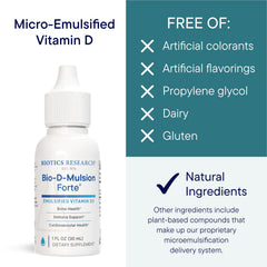 Bottle and label of Bio-D-Mulsion Forte on shelf for daily wellness