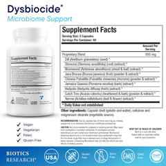 Biotics Research Dysbiocide bottle front view for convenient daily use