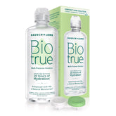 Biotrue bottle pouring for quick, effective lens cleaning and comfort.
