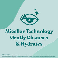 Biotrue fragrance-free wipes application view highlighting gentle cleansing and soothing use.