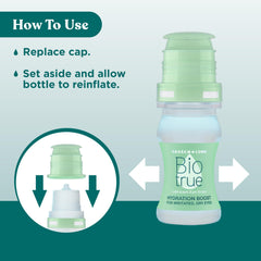 Biotrue Hydration Boost preservative-free bottle supports sensitive eyes.