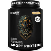 BIRDMAN Falcon Performance vanilla bottle showcasing plant-based protein and sugar-free formula.