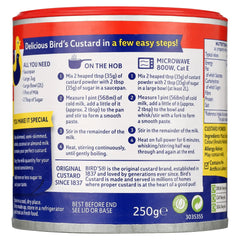 Bird's Custard Powder heating in the microwave for fast dessert prep.