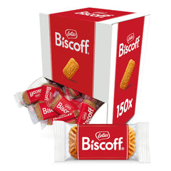 Biscoff 150-pack cookies in packaging, ideal for sharing and gifting.