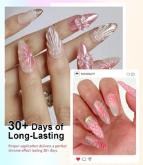 BISHENGYF chrome mirror nails display bold reflective shine lasting 28+ days.