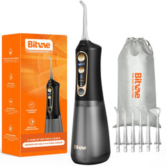 Bitvae C6 water flosser front angle showing sleek, compact design for daily use