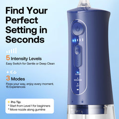 Bitvae cordless flosser shows travel-friendly setup with 40-day battery life.