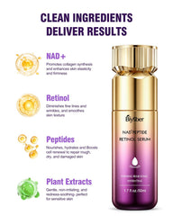 Hands applying BIYSBER NAD+ serum for even facial distribution