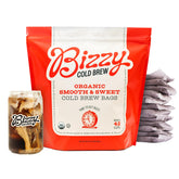 Bizzy Organic Cold Brew grounds in brew bags for easy, mess-free cold brew