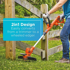 BLACK+DECKER 14-inch cut path ready for fast edging and trimming near beds.