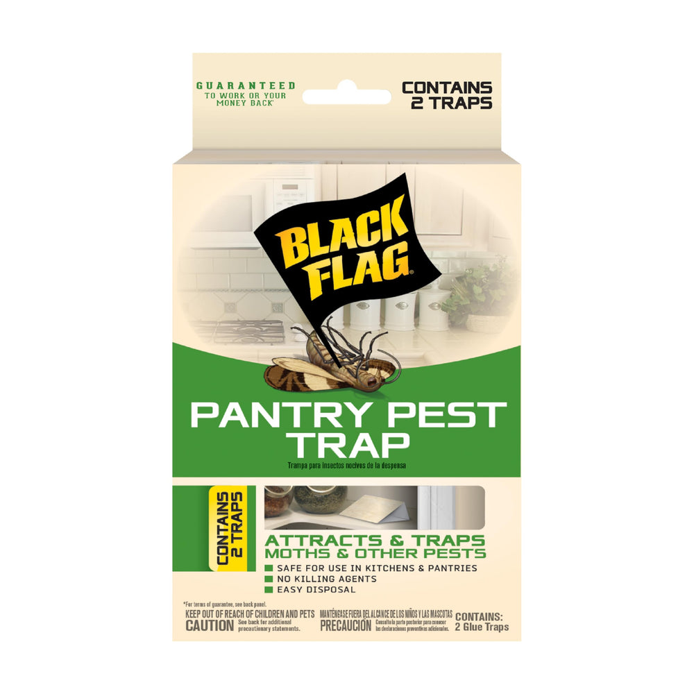 Black Flag pantry pest trap with two glue traps protects food storage.