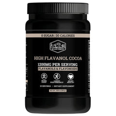 Black Forest Cocoa Powder bottle shows premium flavanol blend for potential heart support.