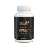 Black Girl Vitamins Inositol bottle with vegan capsules for daily balance.